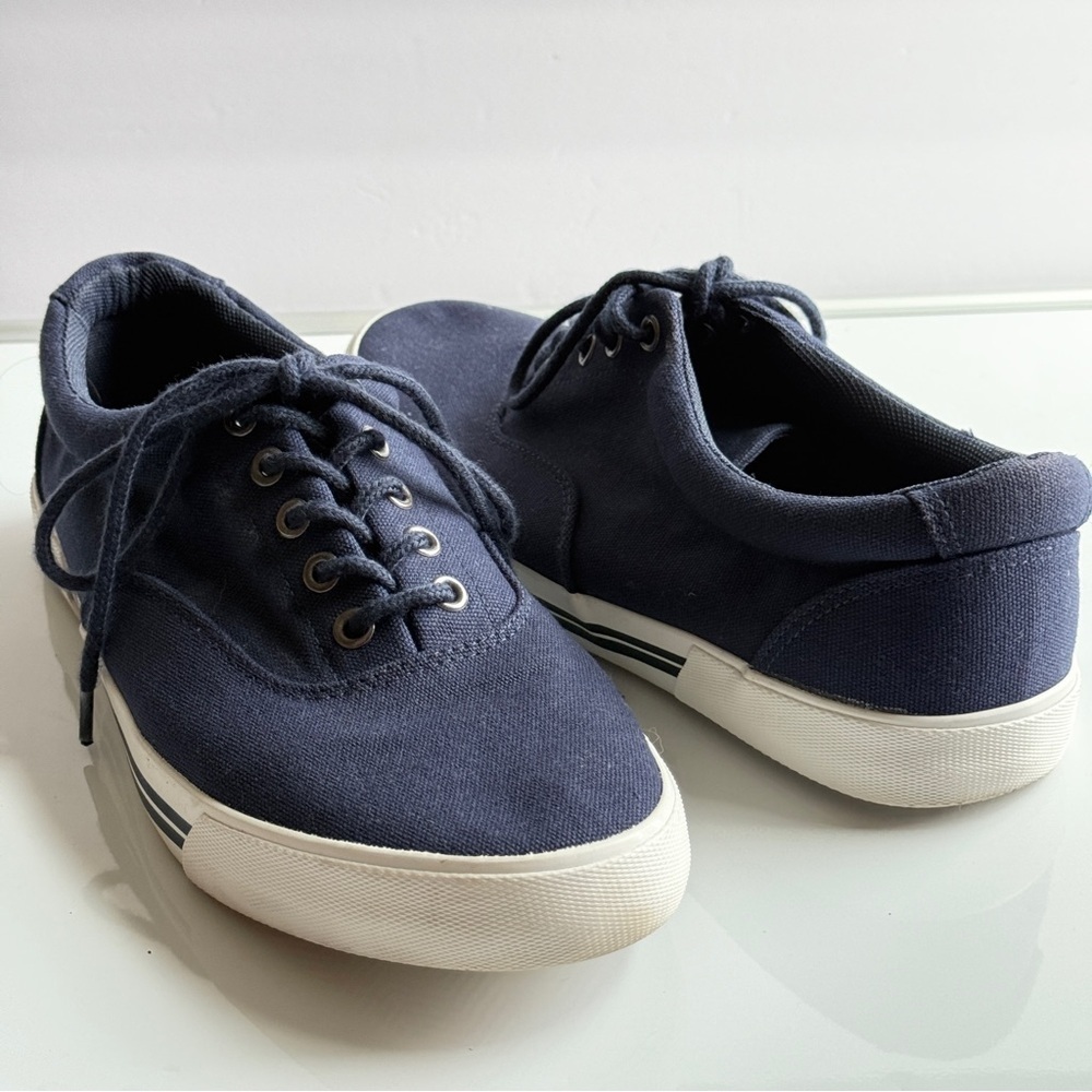 St. John's Bay Northport Boat Shoes Size Men 10M Navy Blue Canvas Sneakers - Picture 5 of 9